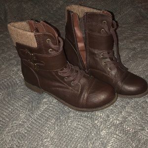 Brown leather rampage combat boots